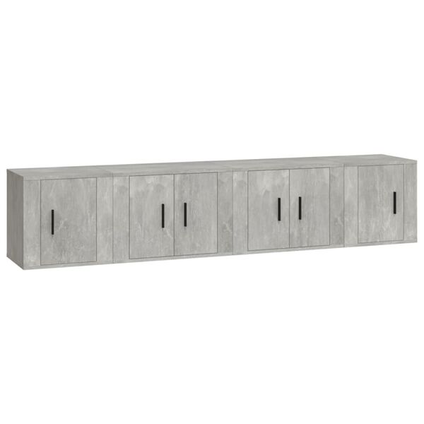 vidaXL Ensemble de meubles TV 4 pcs Gris b&eacute;ton Bois d'ing&eacute;nierie