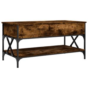 vidaXL Table basse ch&ecirc;ne fum&eacute; 100x50x50 cm bois d'ing&eacute;nierie et m&eacute;tal