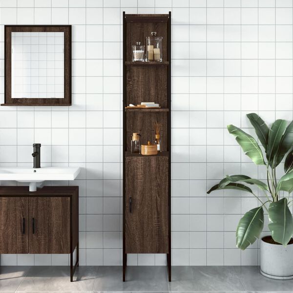 vidaXL Armoire de bain ch&ecirc;ne marron 33x33x185,5 cm bois d'ing&eacute;nierie