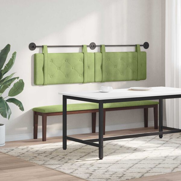 vidaXL T&ecirc;te de lit suspendue Vert clair 170 x 55 x 5 cm Velours