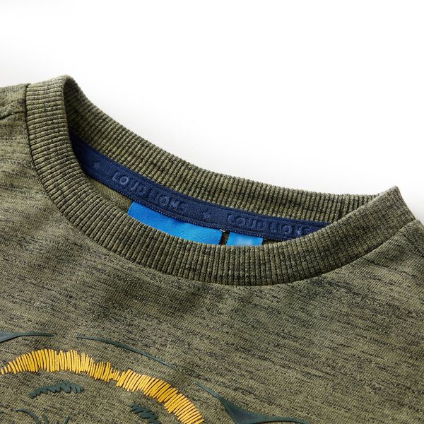 T-shirt enfants &agrave; manches longues kaki m&eacute;lang&eacute; 128