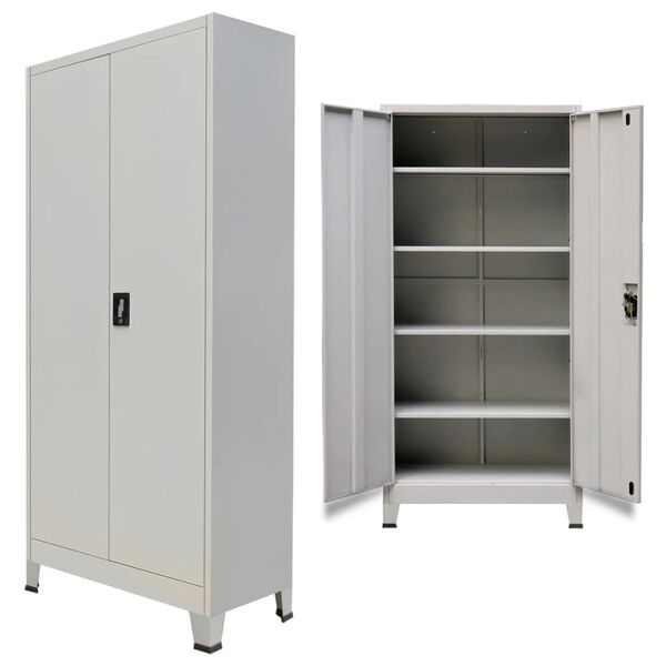 vidaXL Armoire de bureau avec 2 portes Acier 90 x 40 x 180 cm Gris