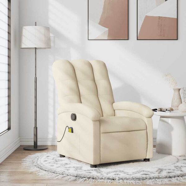 vidaXL Fauteuil de massage inclinable crème tissu