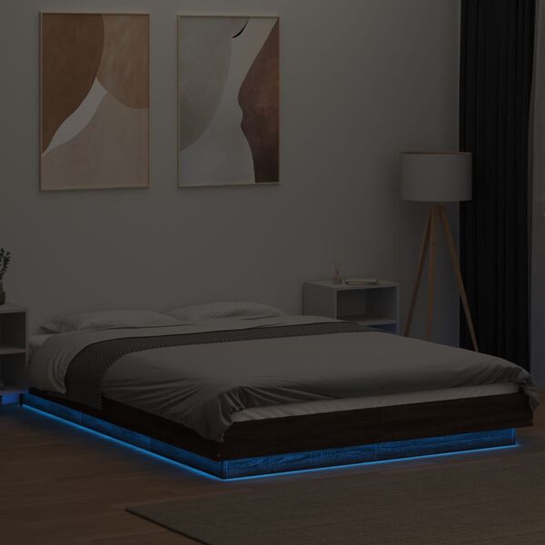 vidaXL Cadre de lit avec lumi&egrave;res LED sans matelas 140x200 cm