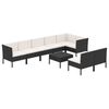 vidaXL Salon de jardin 9 pcs avec coussins R&eacute;sine tress&eacute;e Noir