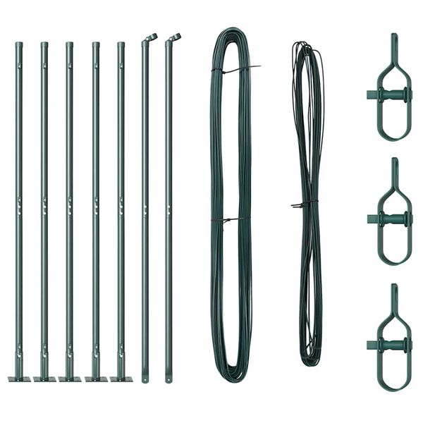 vidaXL Poteau de cl&ocirc;ture. 7 pcs Vert Acier