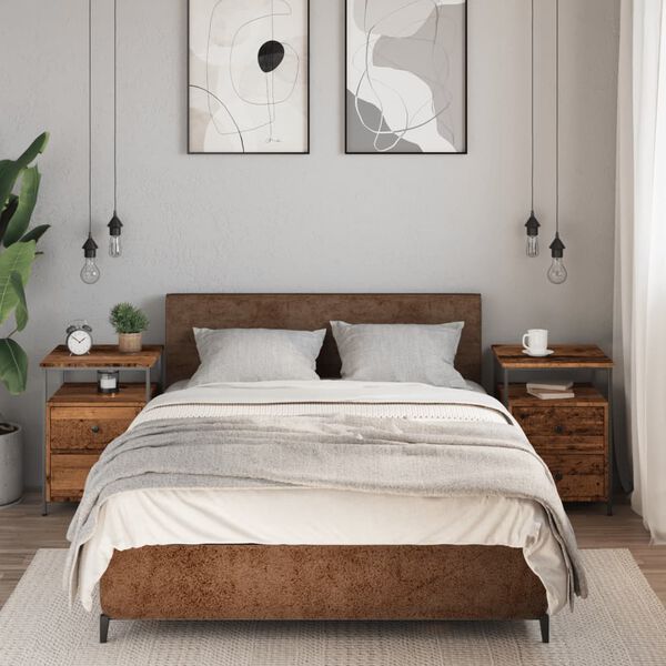 vidaXL Tables de chevet 2 pcs vieux bois 44x45x60 cm bois d'ing&eacute;nierie