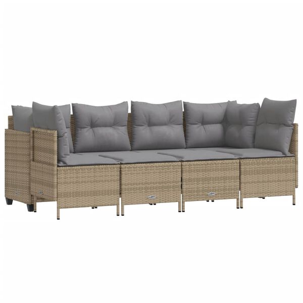 vidaXL Salon de jardin avec coussins 5 pcs beige r&eacute;sine tress&eacute;e