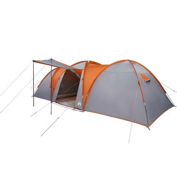vidaXL Tente familiale &agrave; d&ocirc;me 8 personnes gris et orange imperm&eacute;able