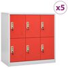 vidaXL Armoires &agrave; casiers 5 pcs Gris clair et rouge 90x45x92,5cm Acier