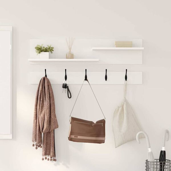 vidaXL Porte-manteau mural Blanc 90 x 15 x 36 cm Bois d'ingénierie