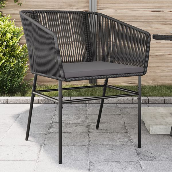 vidaXL Chaises de jardin lot de 2 avec coussins noir r&eacute;sine tress&eacute;e