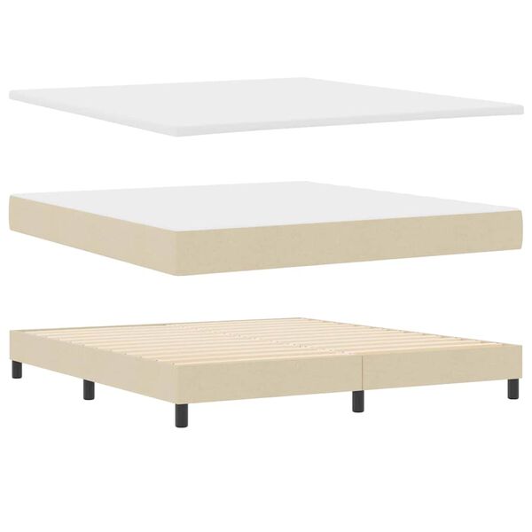vidaXL Lit &agrave; ressorts avec matelas Cr&egrave;me 200 x 180 cm Polyester