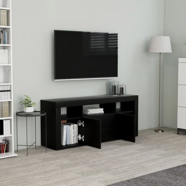 vidaXL Meuble TV Noir 120x30x50 cm Bois d'ingénierie