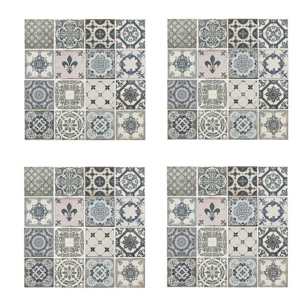 WALPLUS Autocollant mural d&eacute;coration Bleu Vintage 54x54 cm 4 feuilles