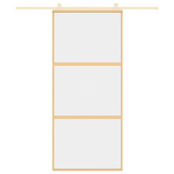 vidaXL Porte coulissante doré 90x205 cm verre ESG clair et aluminium