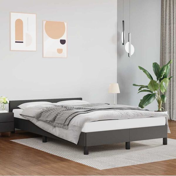 vidaXL Cadre de lit avec tête de lit sans matelas gris 120x200 cm