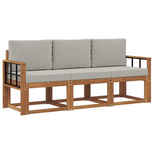 vidaXL Ensemble de canap&eacute;s d'ext&eacute;rieur 3 pcs Gris Naturel et Clair