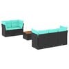vidaXL Salon de jardin 6 pcs avec coussins noir r&eacute;sine tress&eacute;e
