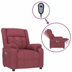 vidaXL Fauteuil &eacute;lectrique de massage Bordeaux Tissu
