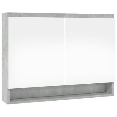 vidaXL Armoire à miroir de salle de bain 80x15x60 cm MDF Gris béton