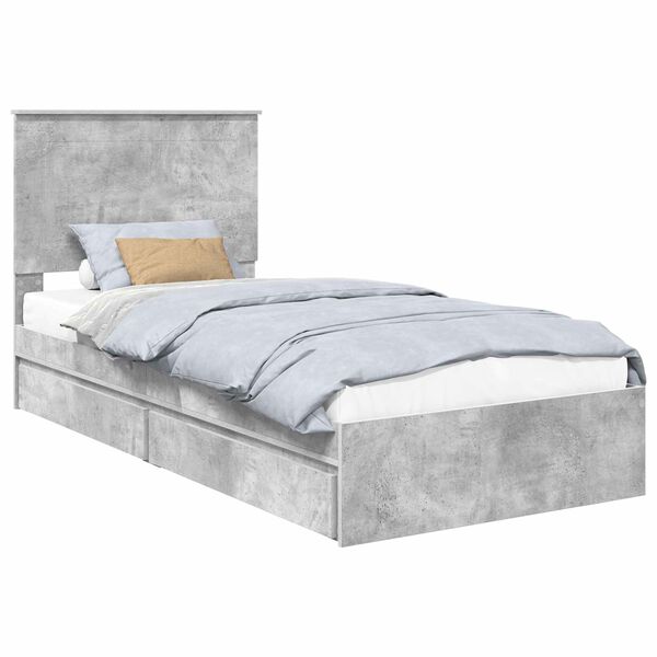 vidaXL Lit de Rangement Gris b&eacute;ton 75 x 190 cm Bois d'ing&eacute;nierie