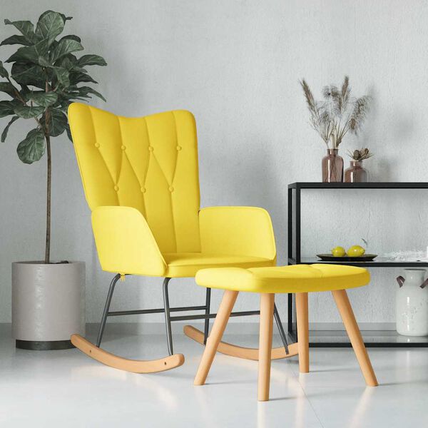 vidaXL Chaise à bascule avec tabouret Jaune moutarde Tissu