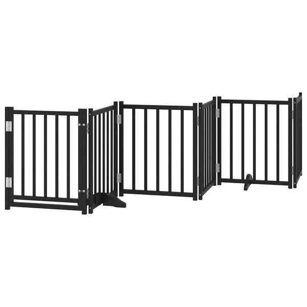 vidaXL Barri&egrave;re pour chien porte pliable 9 panneaux noir bois peuplier