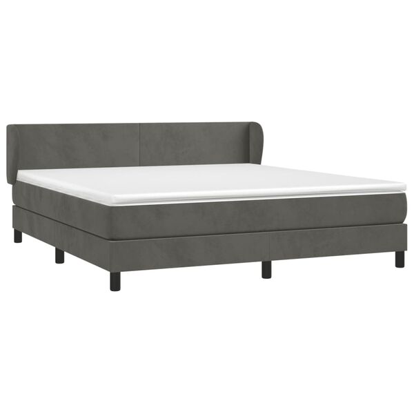 vidaXL Sommier &agrave; lattes de lit et matelas Gris fonc&eacute; 160x200cm Velours