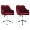 vidaXL Chaises pivotantes à manger lot de 2 rouge bordeaux tissu
