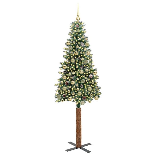 vidaXL Sapin de No&euml;l mince Vert 210 cm PVC et bois de pin massif
