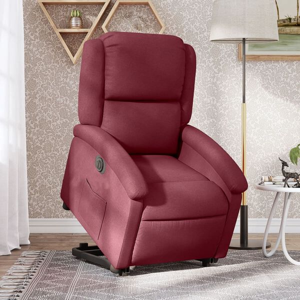vidaXL Fauteuil inclinable &eacute;lectrique rouge bordeaux tissu