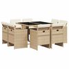vidaXL Ensemble &agrave; manger de jardin et coussins 9 pcs beige Poly rotin