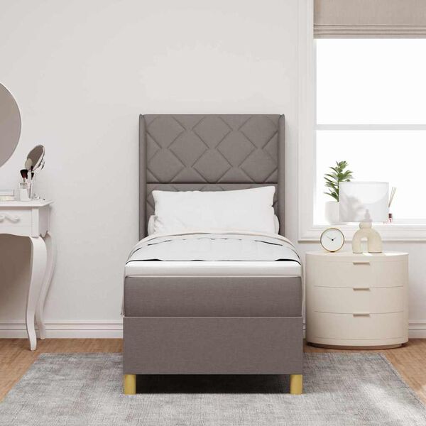 vidaXL Lit &agrave; ressorts avec matelas Taupe 80 x 200 cm tissu