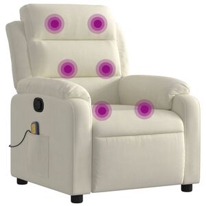 vidaXL Fauteuil de massage inclinable cr&egrave;me velours