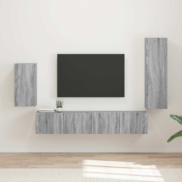 vidaXL Ensemble meuble TV 4 pcs Gris Sonoma Bois d'ing&eacute;nierie