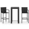 vidaXL Ensemble de bar d'ext&eacute;rieur 3 pcs accoudoir R&eacute;sine tress&eacute;e Noir