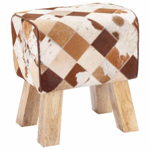 vidaXL banc 40 x 30 x 45 cm Cuir v&eacute;ritable Patchwork marron