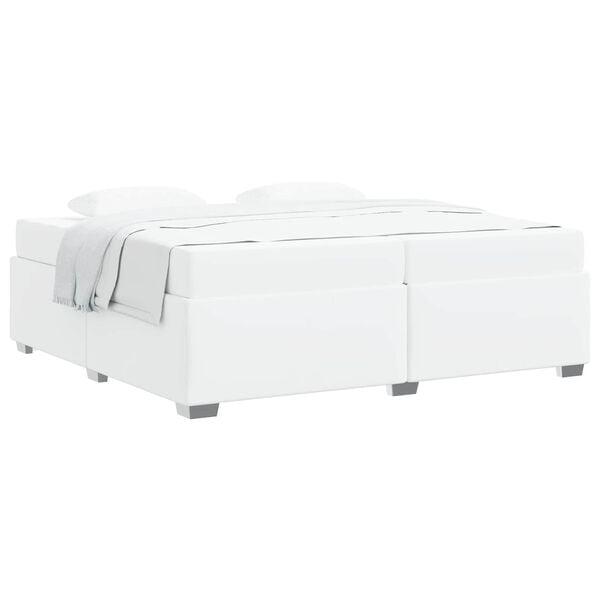 vidaXL Cadre de lit avec matelas Blanc 200 x 200 cm tissu