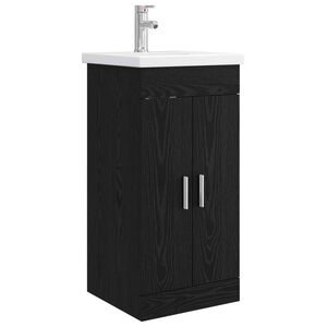 vidaXL Meuble de salle de bain avec &eacute;vier Ch&ecirc;ne noir 42 x 40 x 84,5 cm