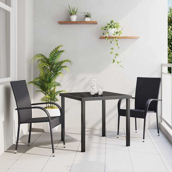 vidaXL Ensemble de salle &agrave; manger pour jardin 3 pcs Noir