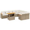 vidaXL Salon de jardin avec coussins 10 pcs beige r&eacute;sine tress&eacute;e