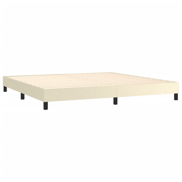 vidaXL Sommier &agrave; lattes de lit avec matelas Cr&egrave;me 200x200cm Similicuir