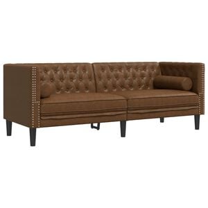 vidaXL Canap&eacute; Chesterfield avec traversins 3 places similicuir daim