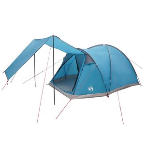 vidaXL Tente Cabane 4 personne Bleu Polyester et Acier