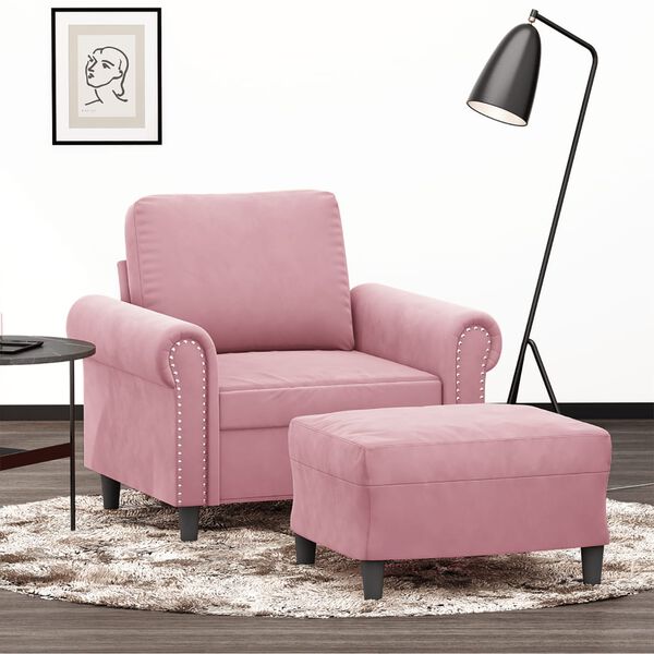 vidaXL Fauteuil avec repose-pied Rose 60 cm Velours