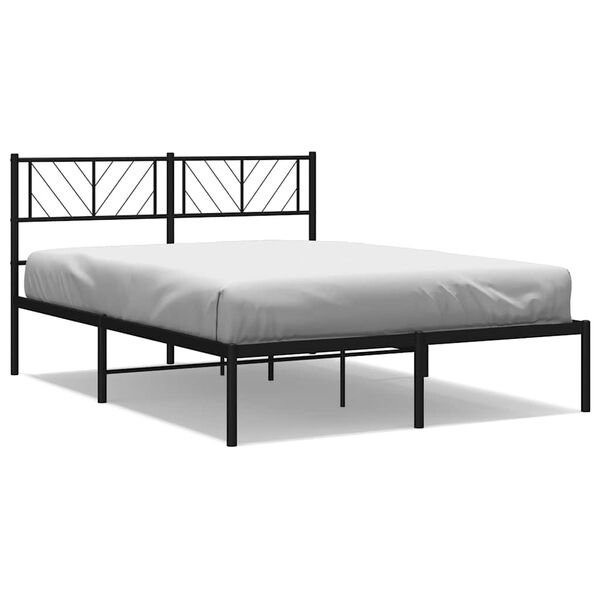 vidaXL Cadre de lit m&eacute;tal sans matelas avec t&ecirc;te de lit noir 150x200cm