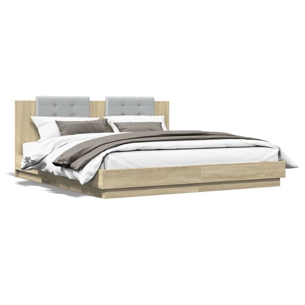 vidaXL Cadre de lit sans matelas ch&ecirc;ne sonoma 200x200 cm