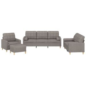 vidaXL Ensemble de canap&eacute;s 4 pcs avec coussins taupe tissu