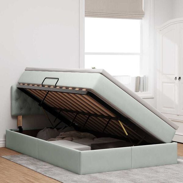 vidaXL Lit de Rangement avec matelas Gris clair 120 x 190 cm Velours
